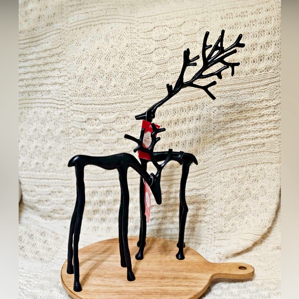 Christmas Black Metal Reindeer Sculpture set of 2 viral HTF sold out